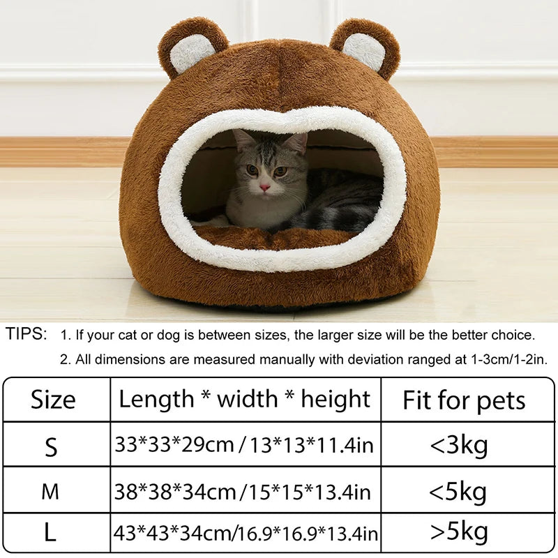 Plush Cat Bed House – Warm Small Pet Nest