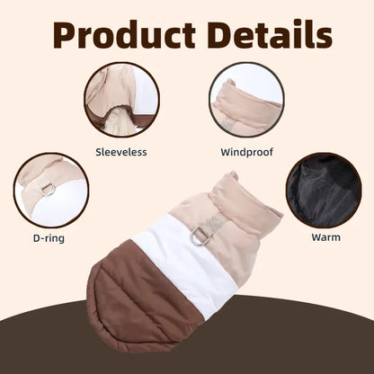 Pink waterproof pet jacket with leash ring – side view