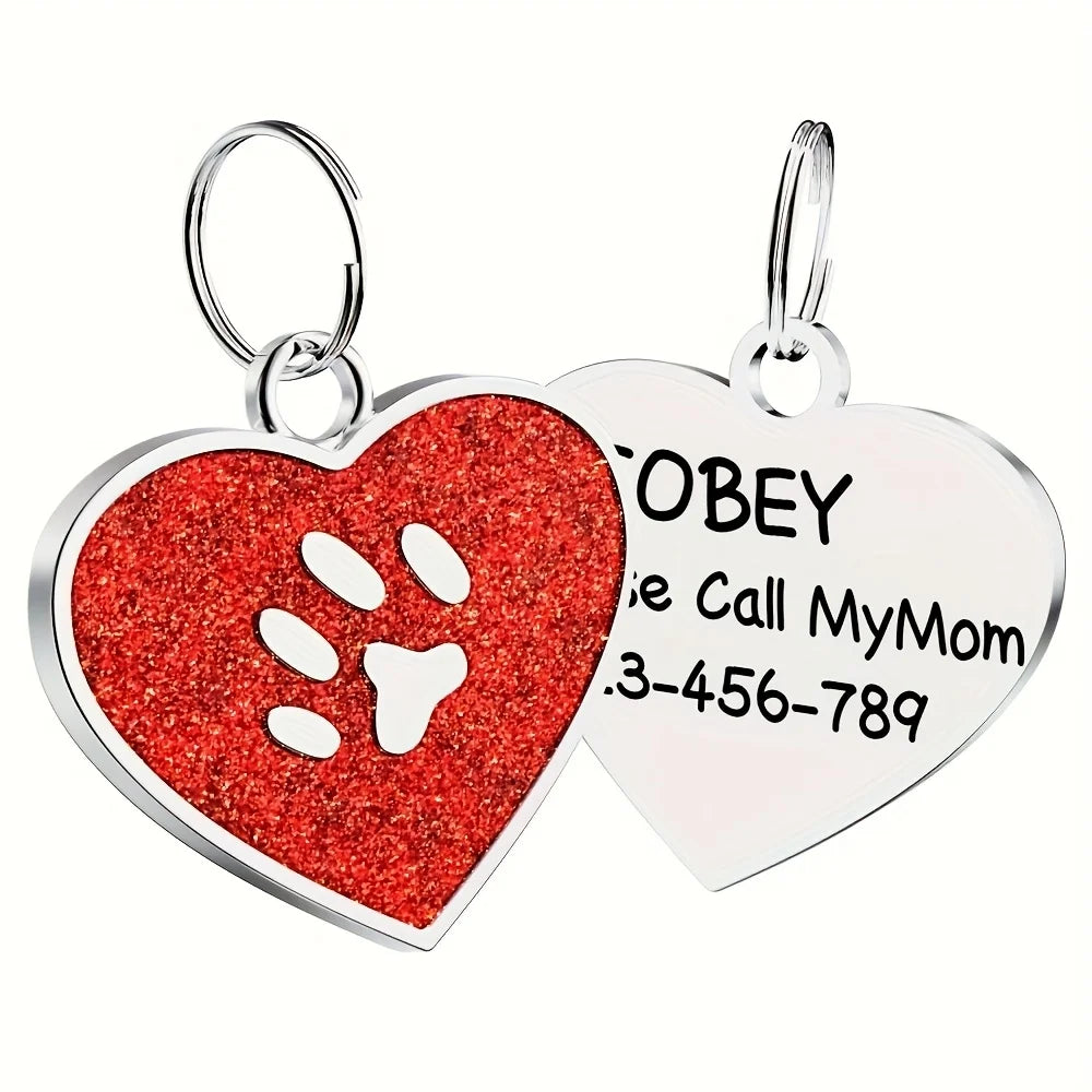 Engraved heart ID tag for dogs and cats
