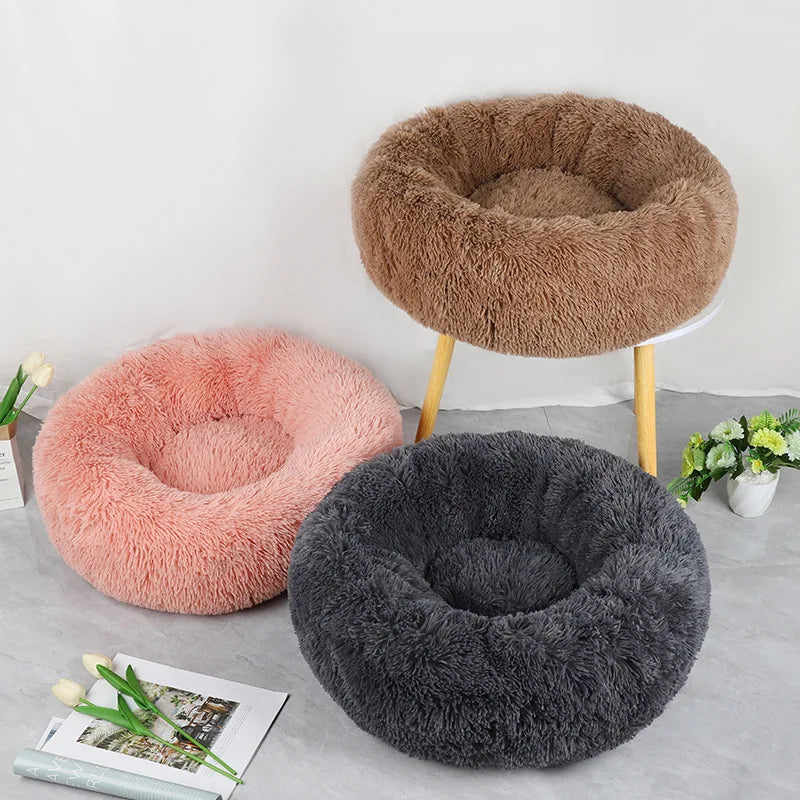 Plush Donut Pet Bed – Cozy Nest for Dogs & Cats