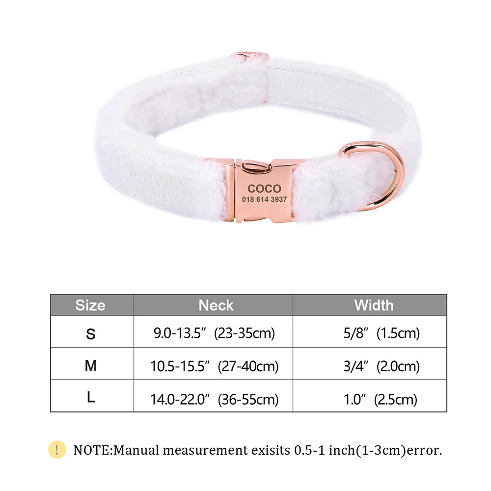 Custom Velvet Dog Collar with Engraved ID Tag – Soft Adjustable Pet Collar for Dogs & Puppies, Personalized Name & Phone Number