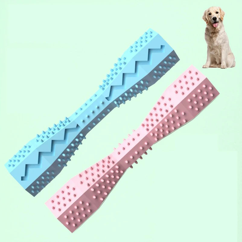 Blue dog chew stick with textured rubber design