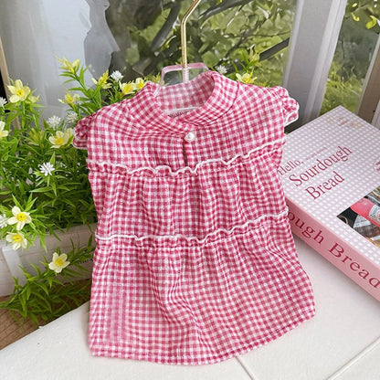 Dog Summer Dress Black & White Plaid