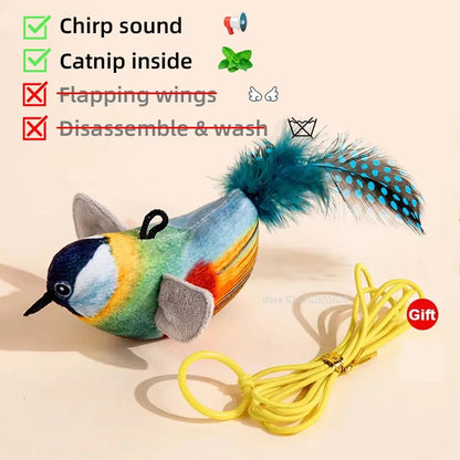 Rechargeable Cat Toy Bird – Flapping Wings, Chirping Sound & Catnip Pocket