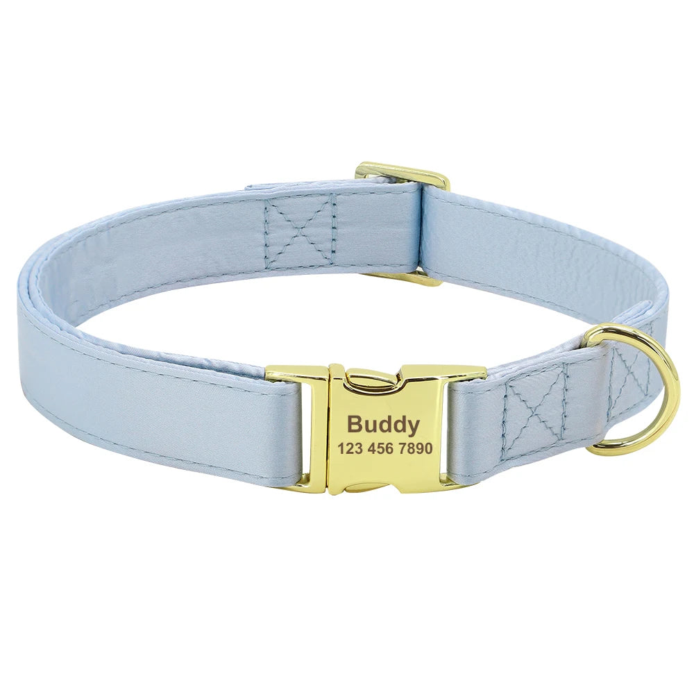 Personalized Dog Collar with Bowknot & Flower – Engraved Name Tag, Adjustable for Small, Medium & Large Dogs